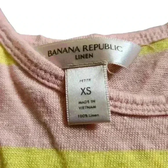 Women's Banana Republic STRIPE LINEN TANK sz XS petite - Picture 2 of 3